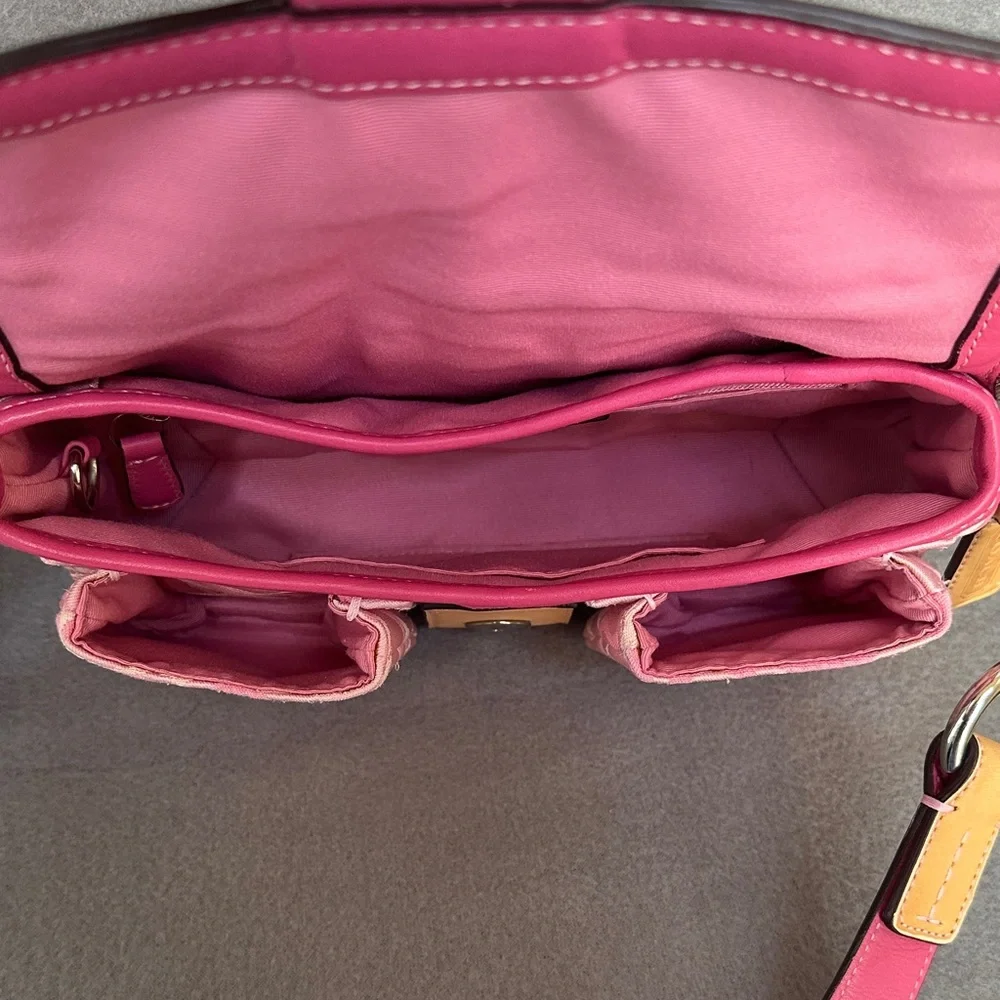 Coach 1854 Pink Signature Jacquard Buckle Flap Crossbody with Tag RARE Vintage - Picture 8 of 16